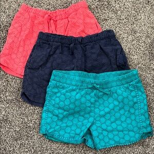 Kids Embroidered Shorts - Coral, Navy, Aqua